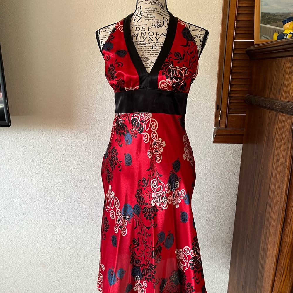 B Darlin Red and Black Floral Dress